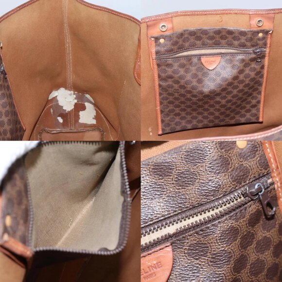 CELINE Macadam Canvas Tote Bag Brown Gold Auth 124118 - Picture 13 of 14